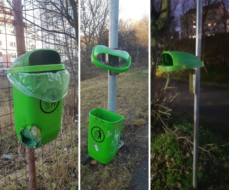 Vandalism în Parcul Rozelor! Coșurile de gunoi