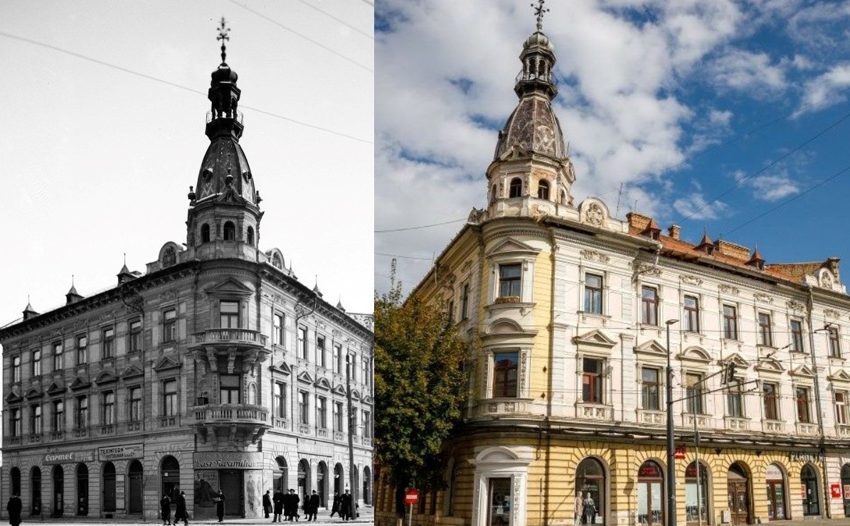 Palatul Elian este unul dintre cei „patru giganți” care formează complexul de pe malul Someșului/ Sursa foto 1: Vechiul Cluj - Facebook/Sursa foto 2: VisitCluj