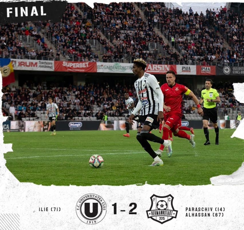 „U” Cluj a pierdut în fața FC Hermannstadt / Foto: Facebook - FC Universitatea Cluj