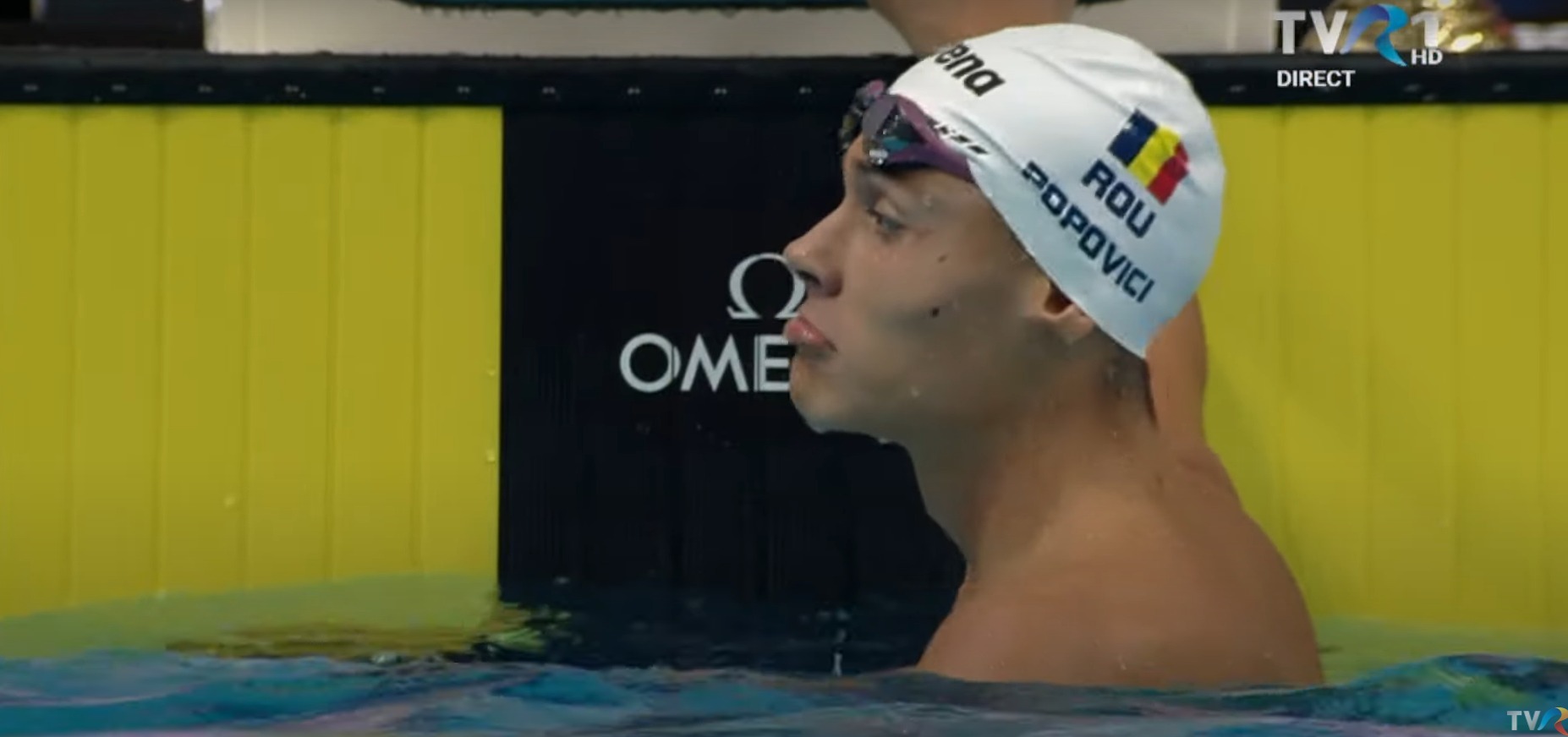 David Popovici la Campionatul Mondial. FOTO. Captură TVR 1