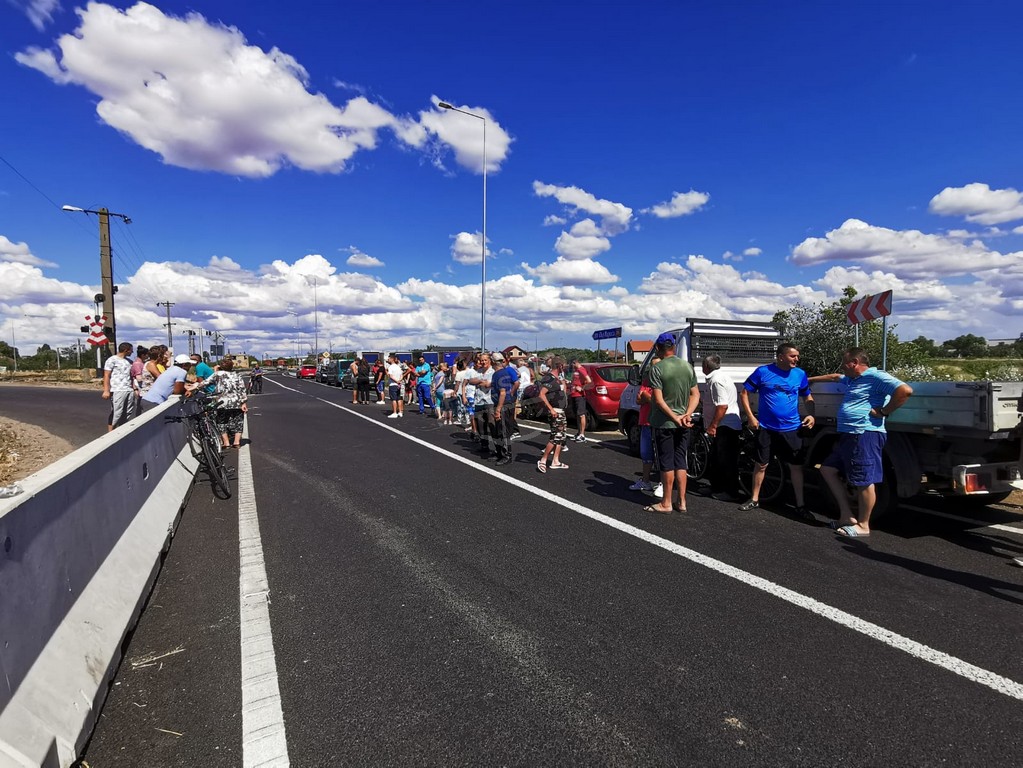 PROTEST pe noua centură ocolitoare Satu Mare. FOTO: presasm.ro