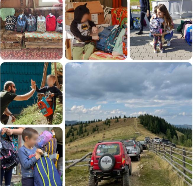 74 de copii au primit ghiozdane cu rechizite pentru începerea școlii / Foto: Facebook - CERT Transilvania