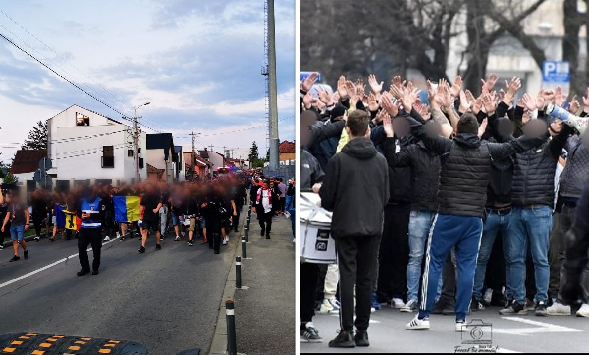Suporterii echipelor U și CFR Cluj strigă mobilizarea/Foto 1: Peluza Vișinie/Facebook