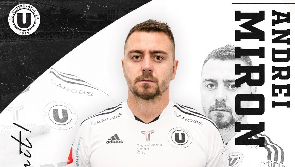 FC Universitatea Cluj a ajuns la un acord cu Andrei Miron (28 de ani). Jucătorul are peste 230 de meciuri în Liga 1/ FOTO: FC Universitatea Cluj/Facebook