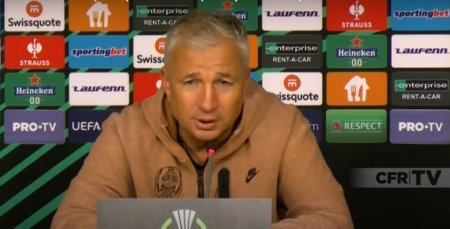Declarații Dan Petrescu după calificarea CFR Cluj în şaisprezecimile Conference League/ sursa: captură video agerpres.ro