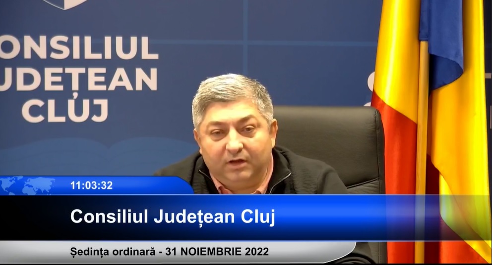 Captură video ședință Consiliu Județean Cluj cu eroarea datei de 31 noiembrie care nu există în calendar