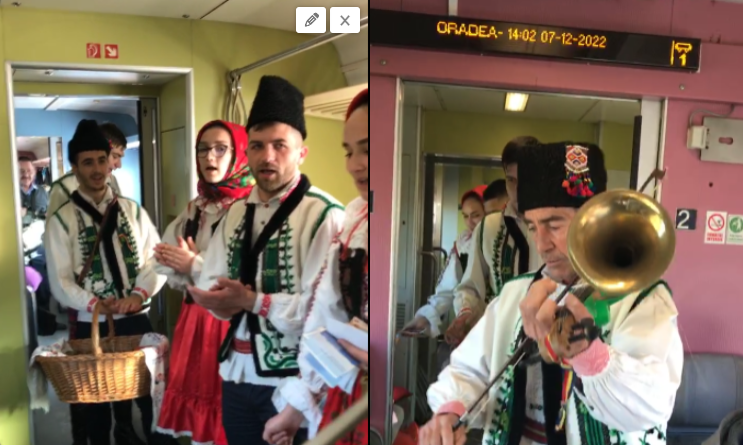 Colindători îmbrăcați în haine tradiționale