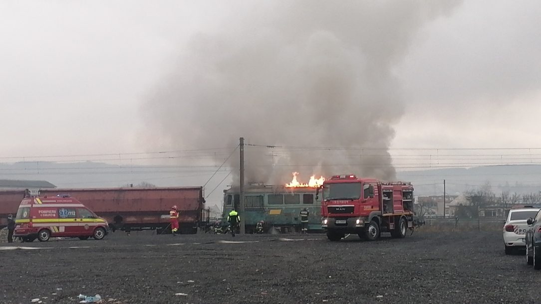 Locomotivă în flăcări