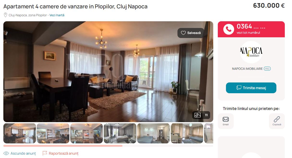 Apartament cu 4 camere din Plopilor
