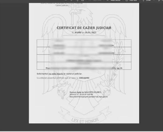 Certificat cazier judiciar online