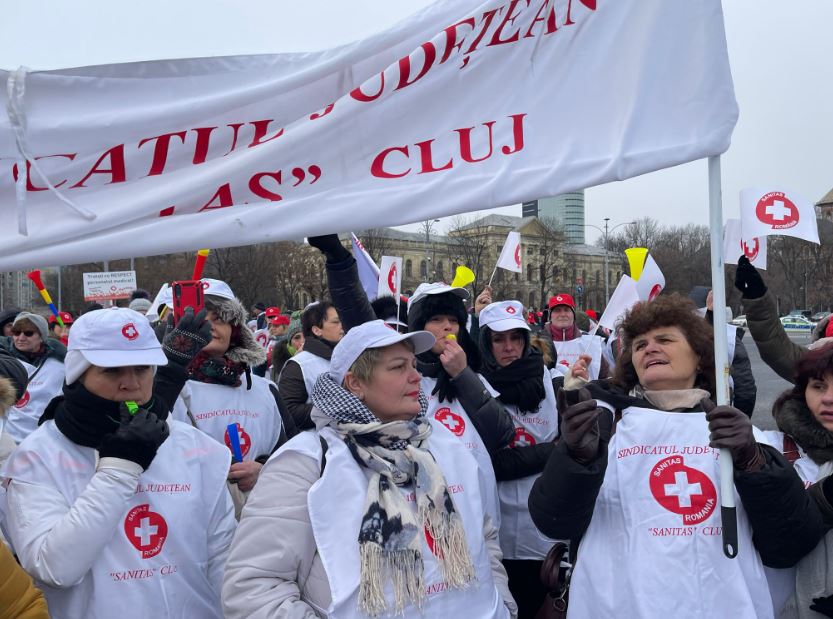 Sindicaliștii clujeni din Sănătate protestează