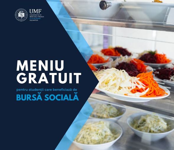 Masă gratuită pentru studenții cu burse sociale de la UMF Cluj / Foto: Facebook - UMF Iuliu Hațieganu Cluj-Napoca