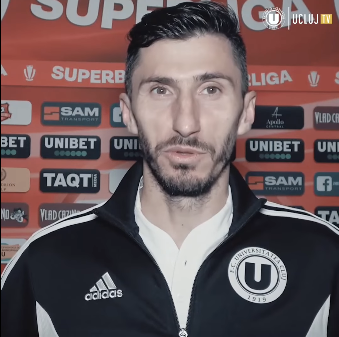 Ioan Filip a marcat un gol spectaculos în victoria cu Hermannstadt /FOTO: captură ecran FC Universitatea Cluj - Facebook