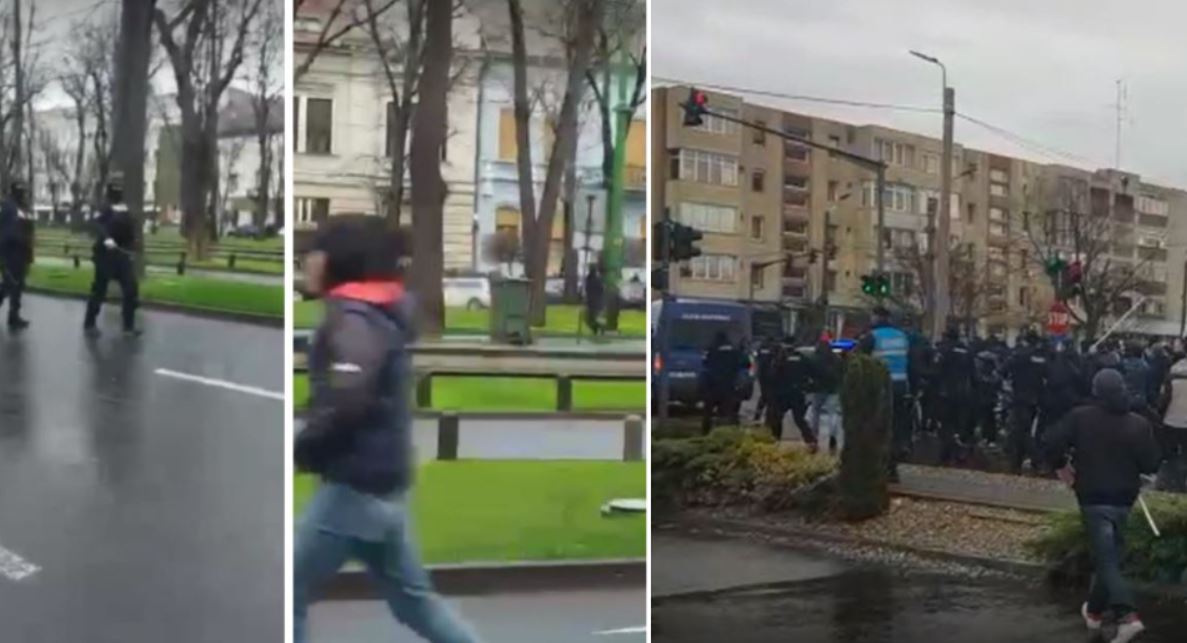 Încăierare între utiști și clujeni / Foto 1: specialarad.ro / Foto 2: glsa.ro