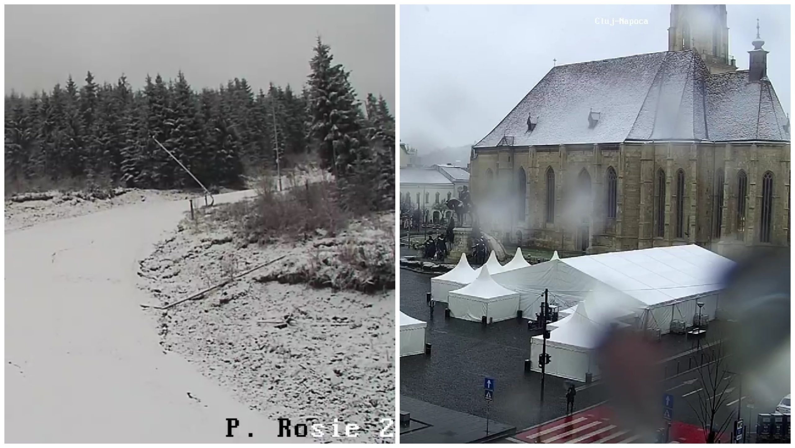 Ninge la Cluj-Napoca și în mai multe zone din județ. FOTO: Captură live cam