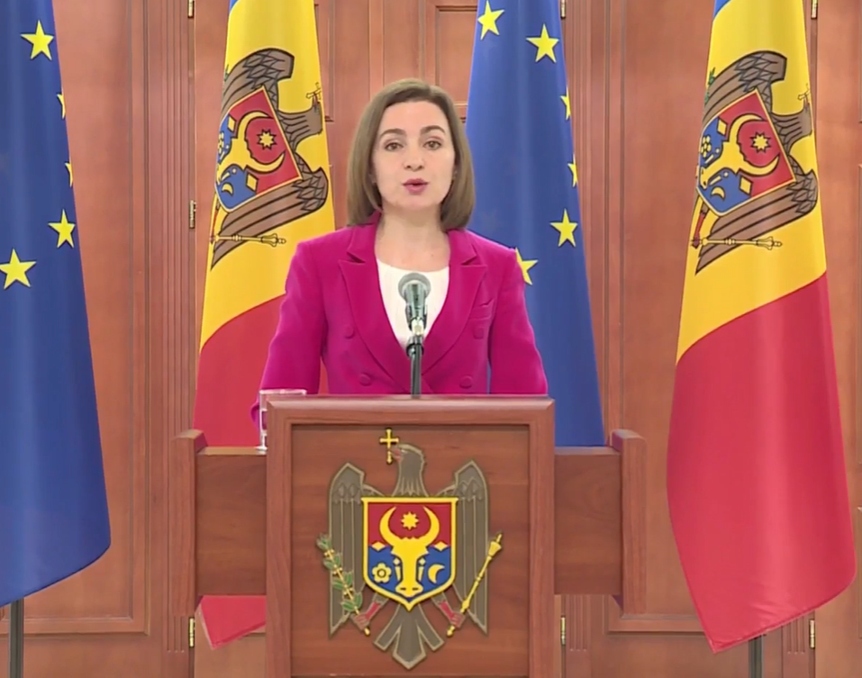 Maia Sandu adresându-se țării /FOTO: captură ecran Maia Sandu - Facebook