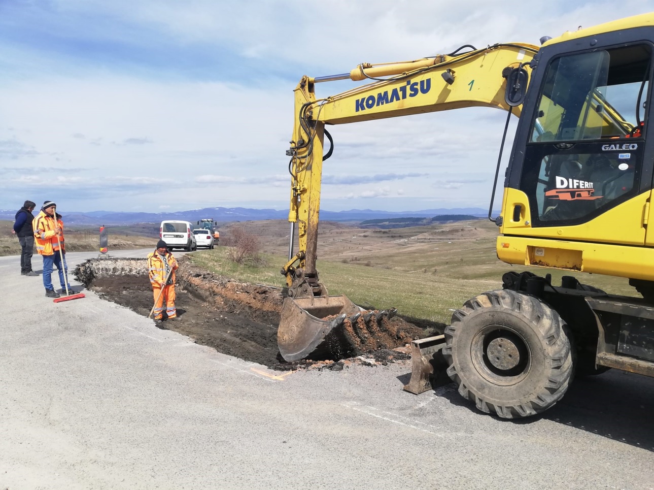 Lucrări de modernizare a drumului județean 108C Mănăstireni – Călata – Mărgău. FOTO: CJ Cluj