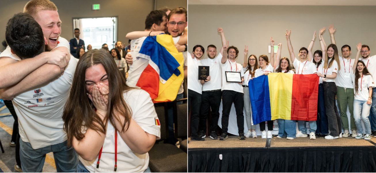 Momentul în care studenții clujeni au aflat că au obținut locul 1 la un concurs mondial / Foto: UTCN - Facebook