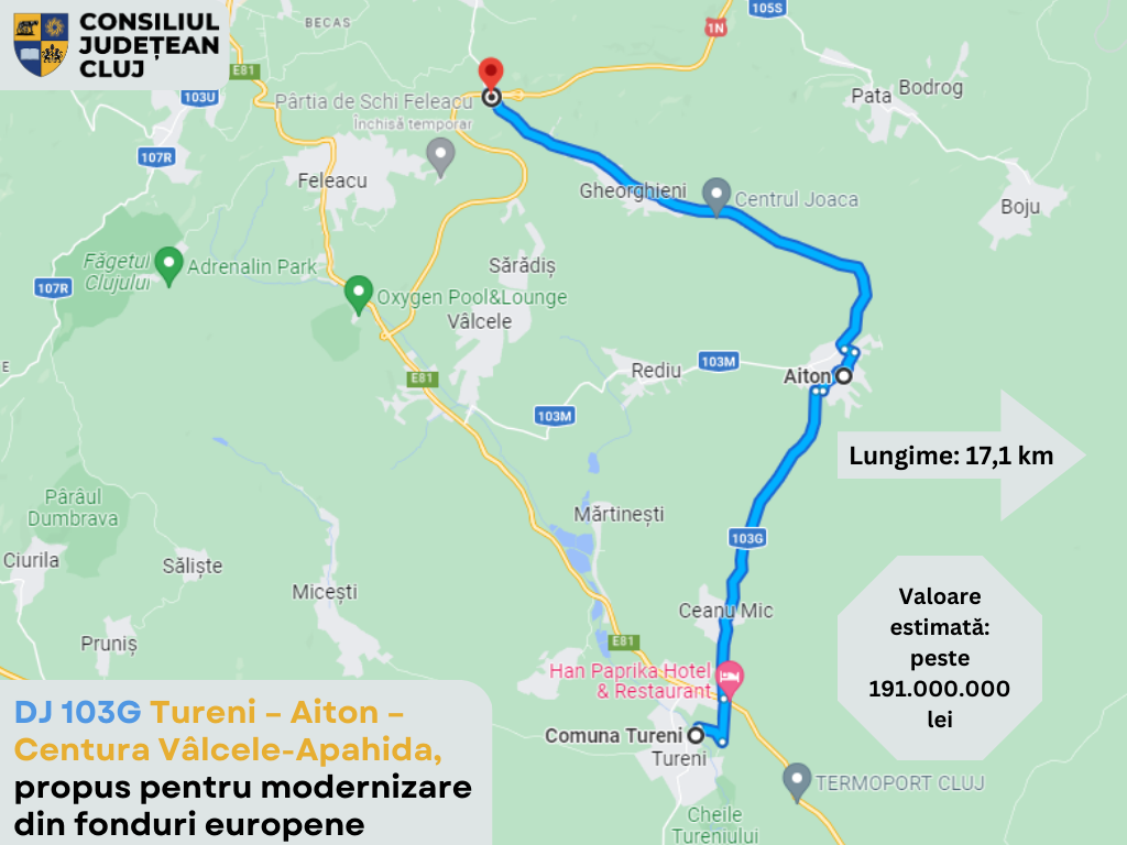 Modernizare DJ 103G Tureni - Centura Vâlcele / Consiliul Județean Cluj
