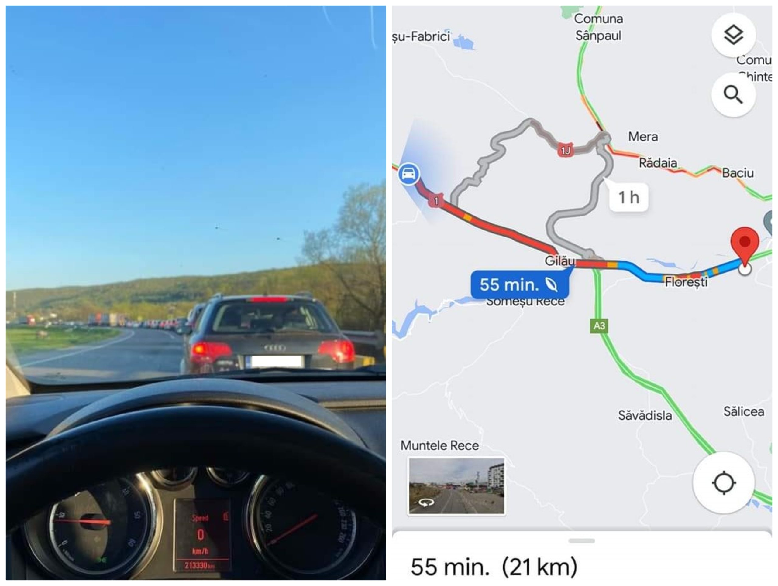 Cozi la intrările în municipiul Cluj-Napoca. FOTO: Facebook/ Info Trafic Jud. Cluj