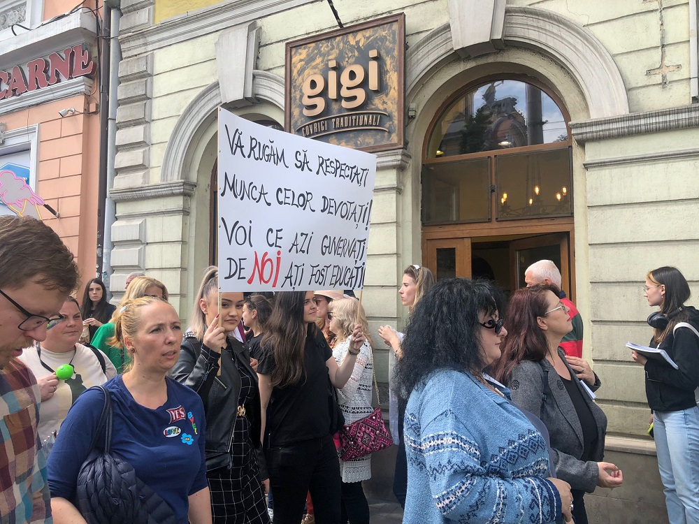 Sindicaliștii din Educație au ieșit în stradă. Foto monitorulcj.ro.