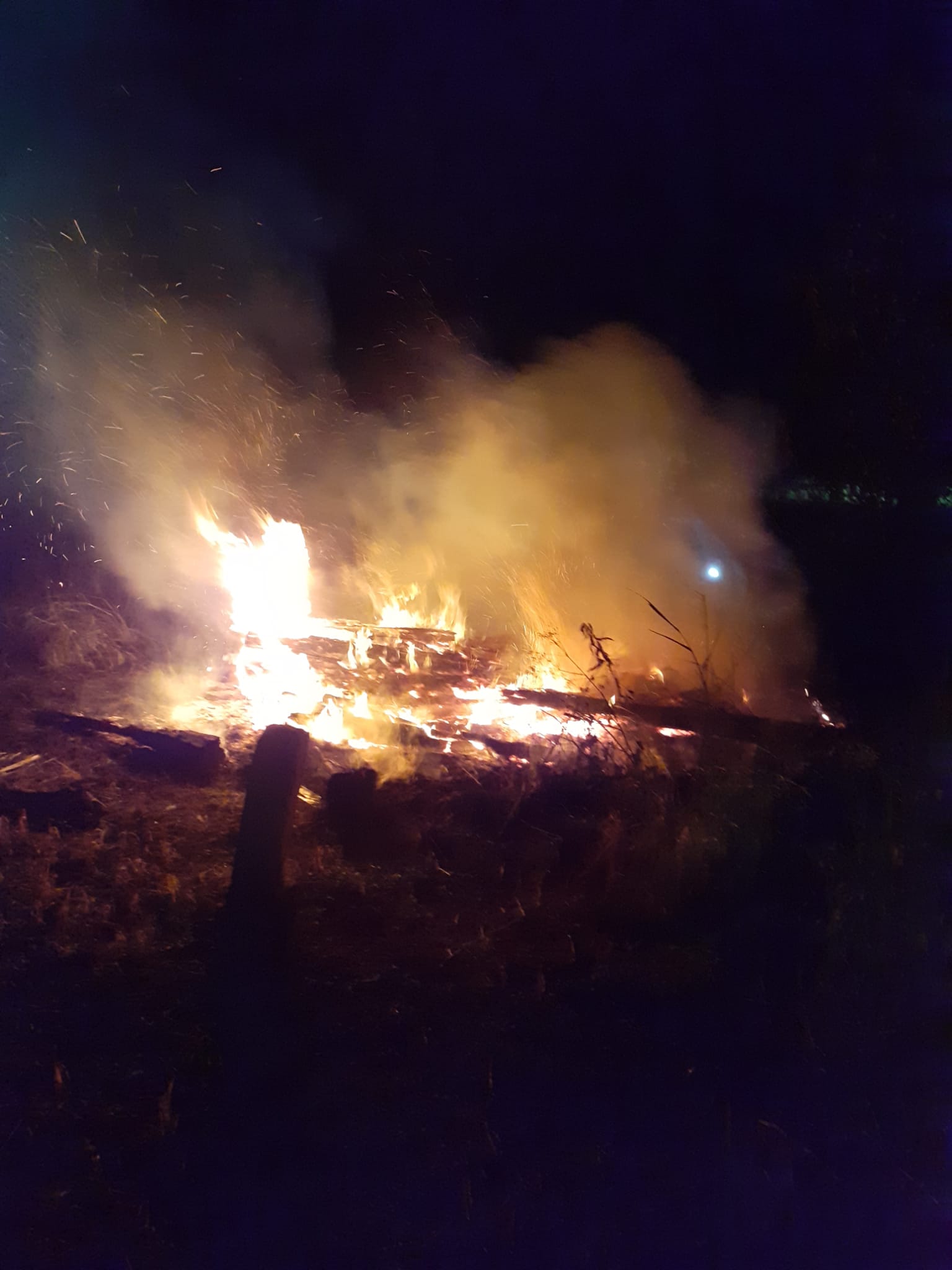 Mai multe traverse de lemn au luat foc în gara din Iclod. FOTO: ISU Cluj