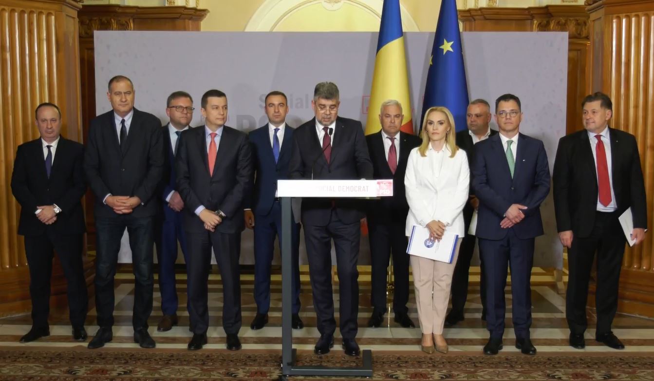 Marcel Ciolacu și miniștrii propuși de PSD în noul Guvern / Foto: captură video Facebook - Marcel Ciolacu