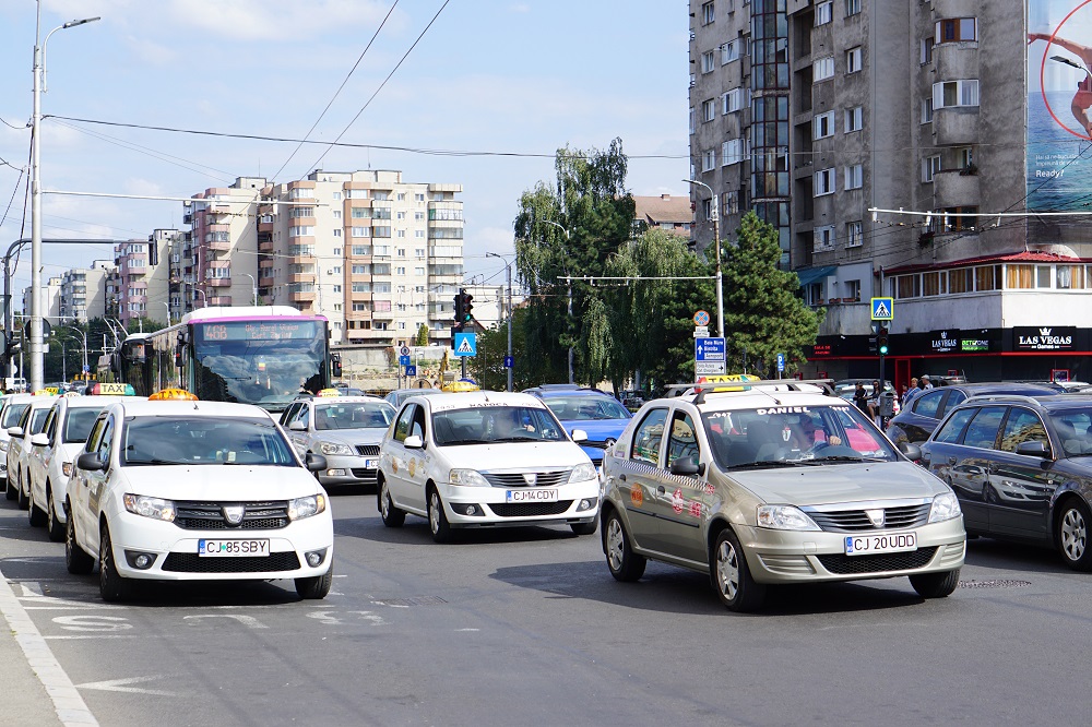 Protestul taximetriștilor clujeni împotriva companiilor de transport alternativ