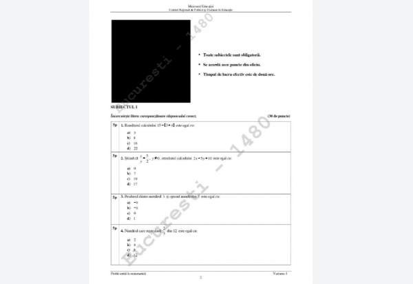 Subiectele la matematică la Evaluarea Națională/ Foto: antena3.ro