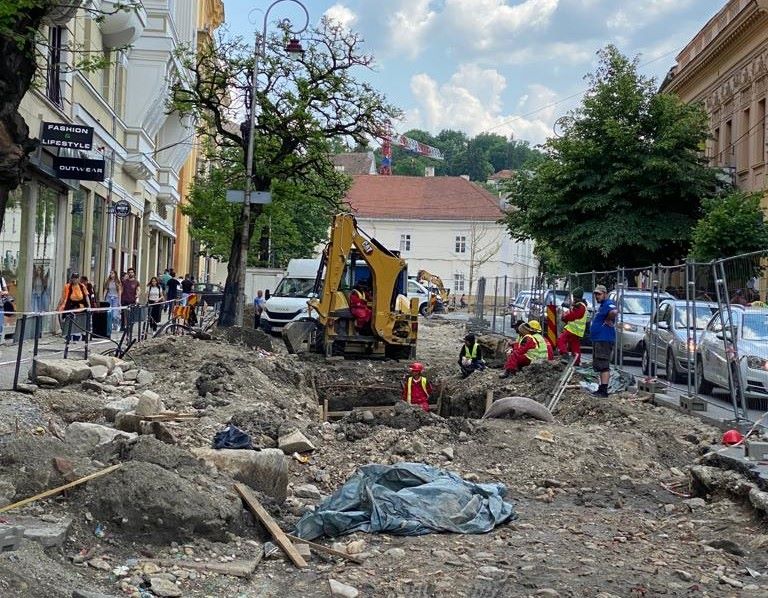 Șantierul de pe strada Universității/ Foto: monitorulcj.ro