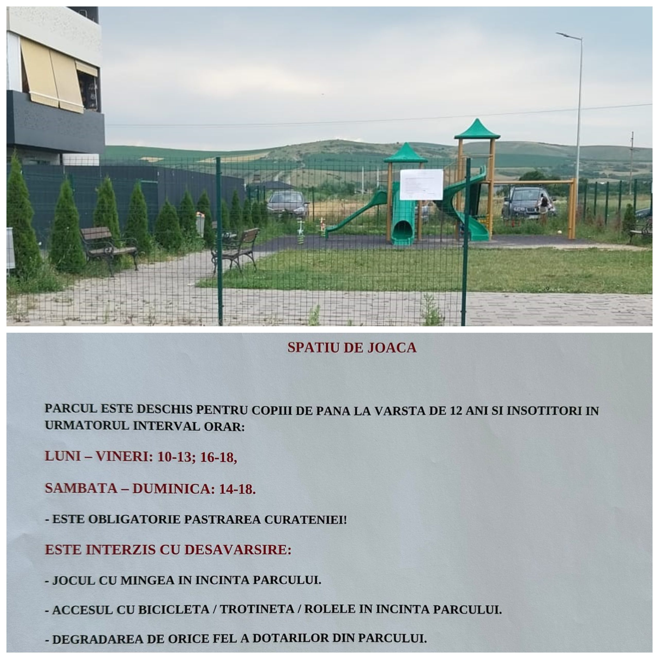Programul de joacă în cadrul parcului. FOTO: cititor monitorulcj.ro