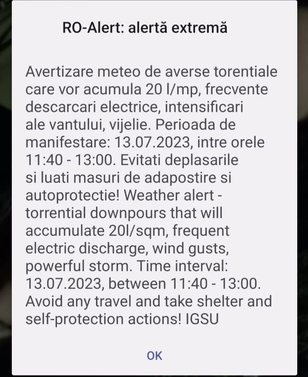 Mesaje RO-Alert/ Foto: monitorulcj.ro