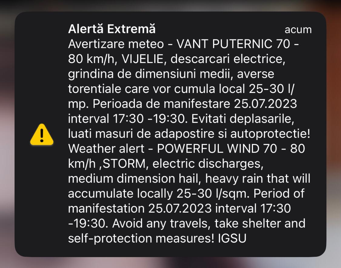 Avertizare RO-ALERT pentru Cluj-Napoca / Foto: monitorulcj.ro