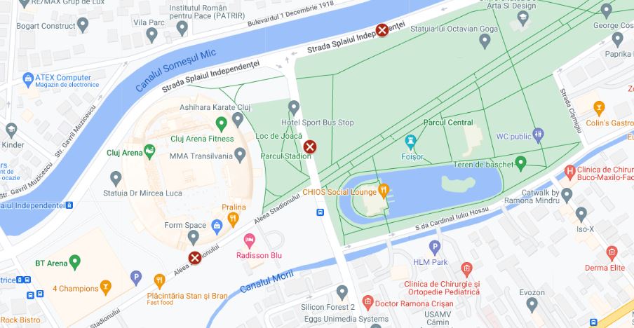 Restricții de circulație aplicate în contextul pregătirilor pentru desfășurarea festivalului Untold/Foto: GoogleMaps