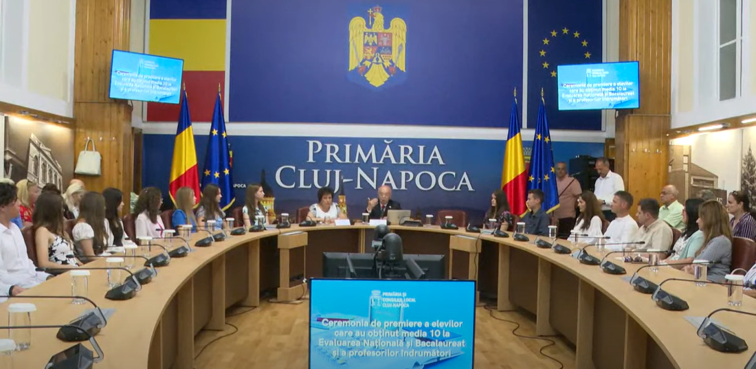 Ceremonia de premiere/ Foto: captură ecran video Primaria Cluj-Napoca - YouTube