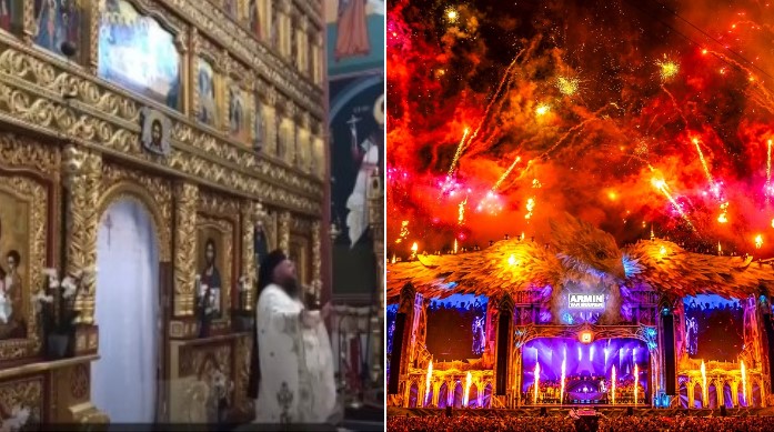 Părintele Vasile de la Mănăstirea Dumbrava a vorbit despre UNTOLD la slujba de duminică / Foto: captură video Facebook - Mănăstirea Dumbrava