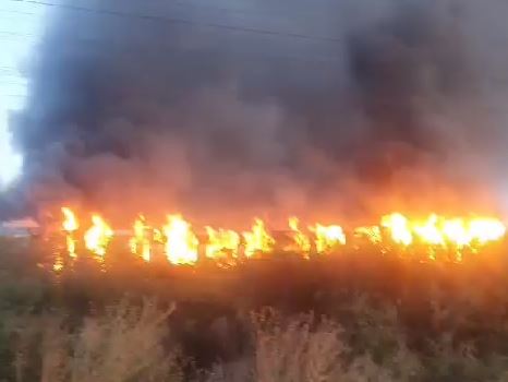 Incendiu la un tren de călători