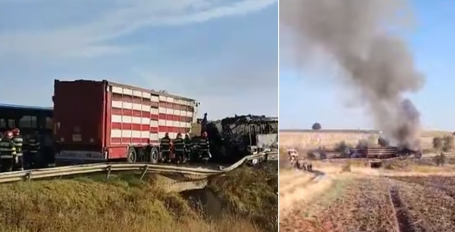 Accident între două autocare și un TIR în Teleorman / Foto: Facebook captură video