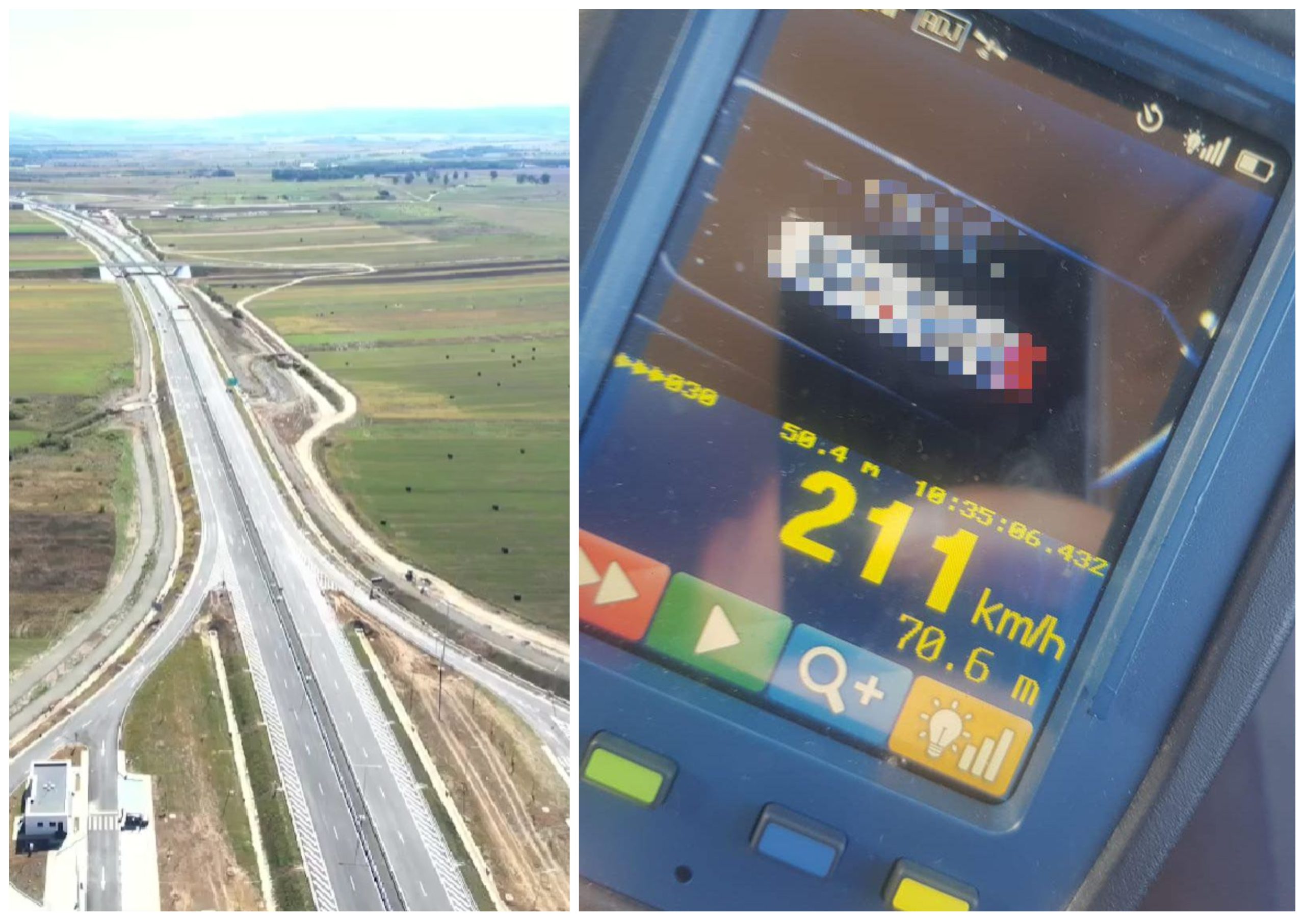 Un vitezoman „a inaugurat” noul tronson al A3 Nușfalău-Suplacu de Barcău. FOTO: Facebook/ CNAIR și Poliția Română
