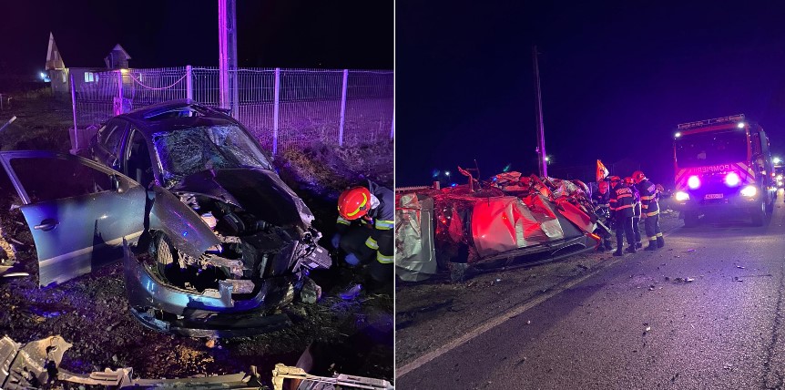 Accident grav la ieșire din Gherla / Foto: ISU Cluj