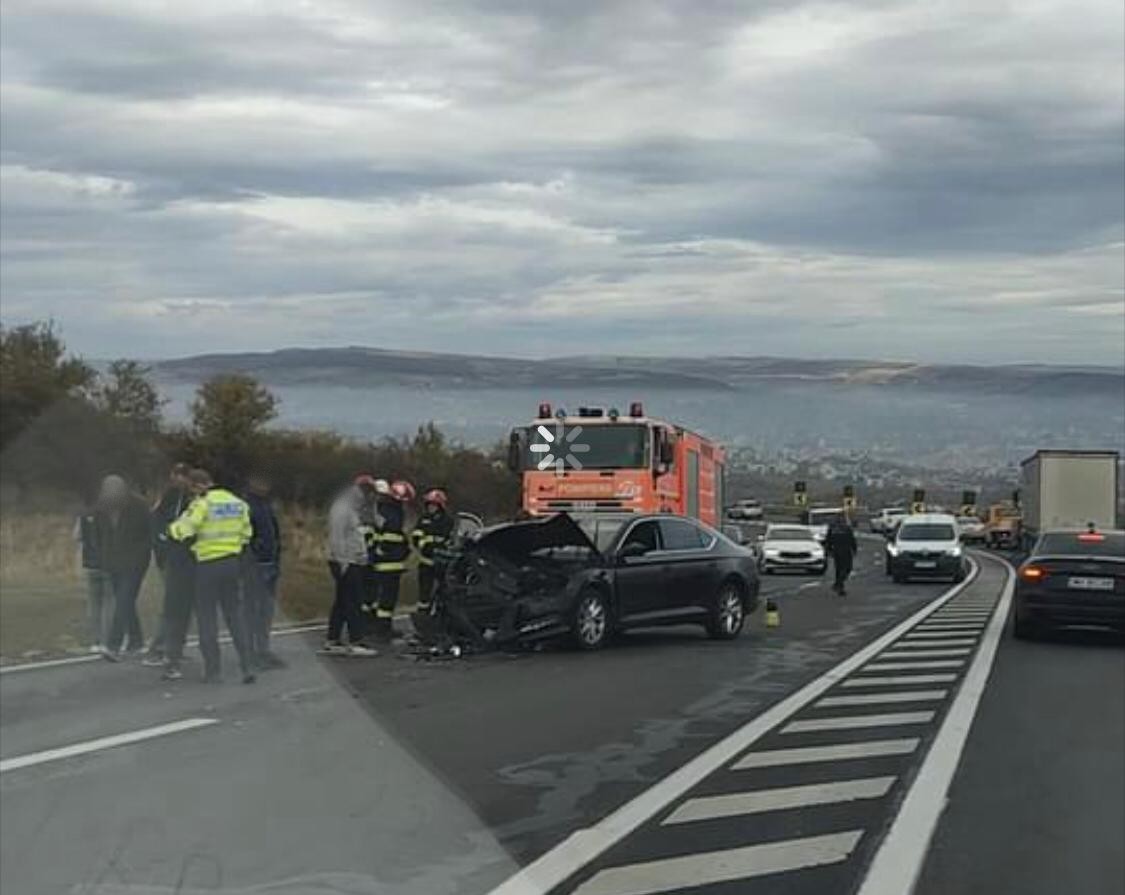 Accident la urcare în Feleacu / Foto: Info Trafic jud. Cluj - Facebook