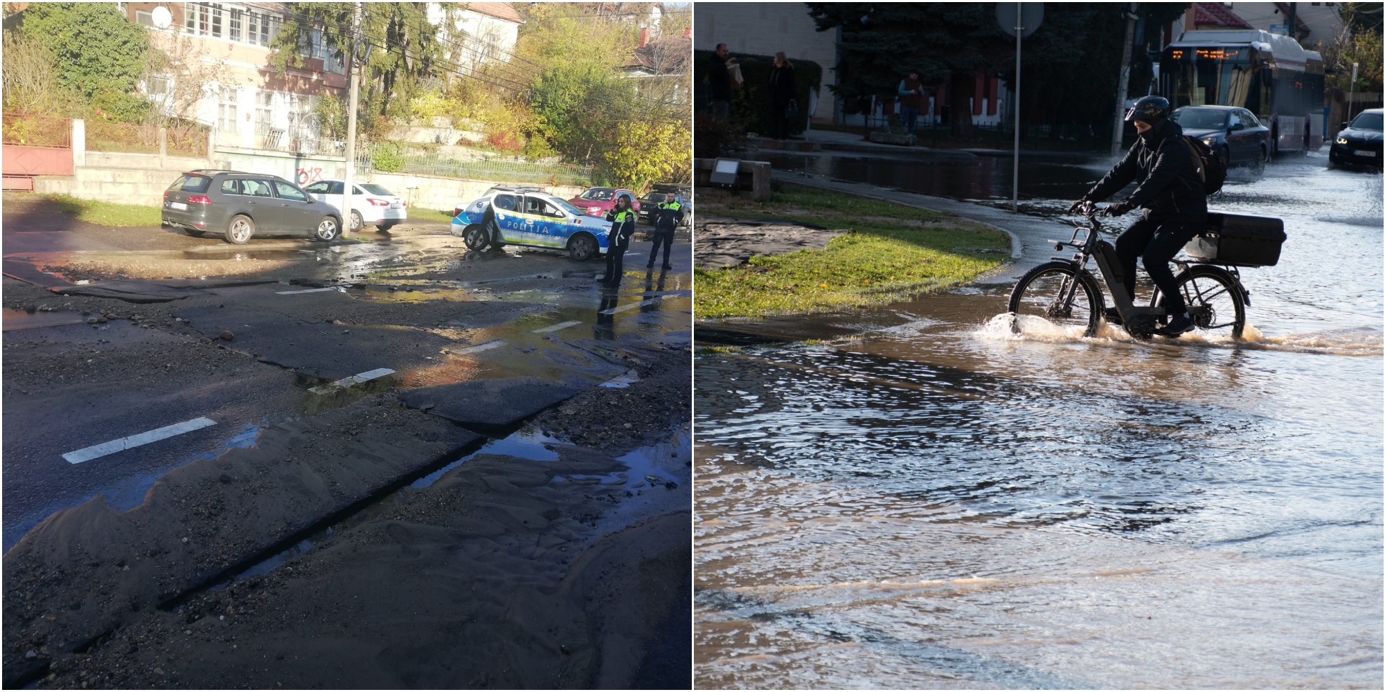 Conductă spartă pe strada Eremia Grigorescu / Foto: Paul Gheorgheci