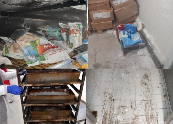 Produse depozitate necorespunzător sau mizerie au fost descoperite de Protecţia Consumatorului în mai multe magazine Penny și Auchan din județul Cluj/ Foto: Protecția Consumatorului Cluj