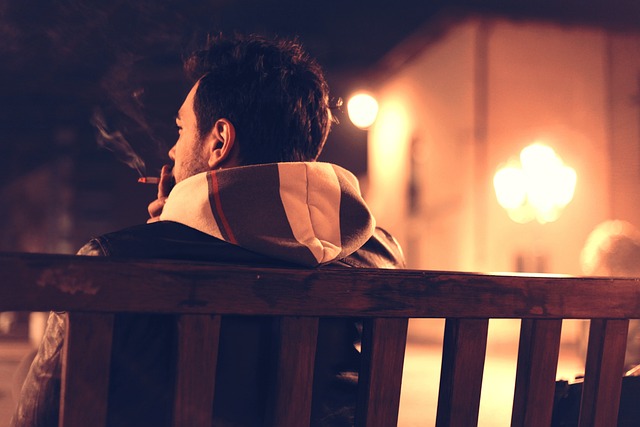 Persoană care fumează pe o bancă/ Foto: pixabay.com