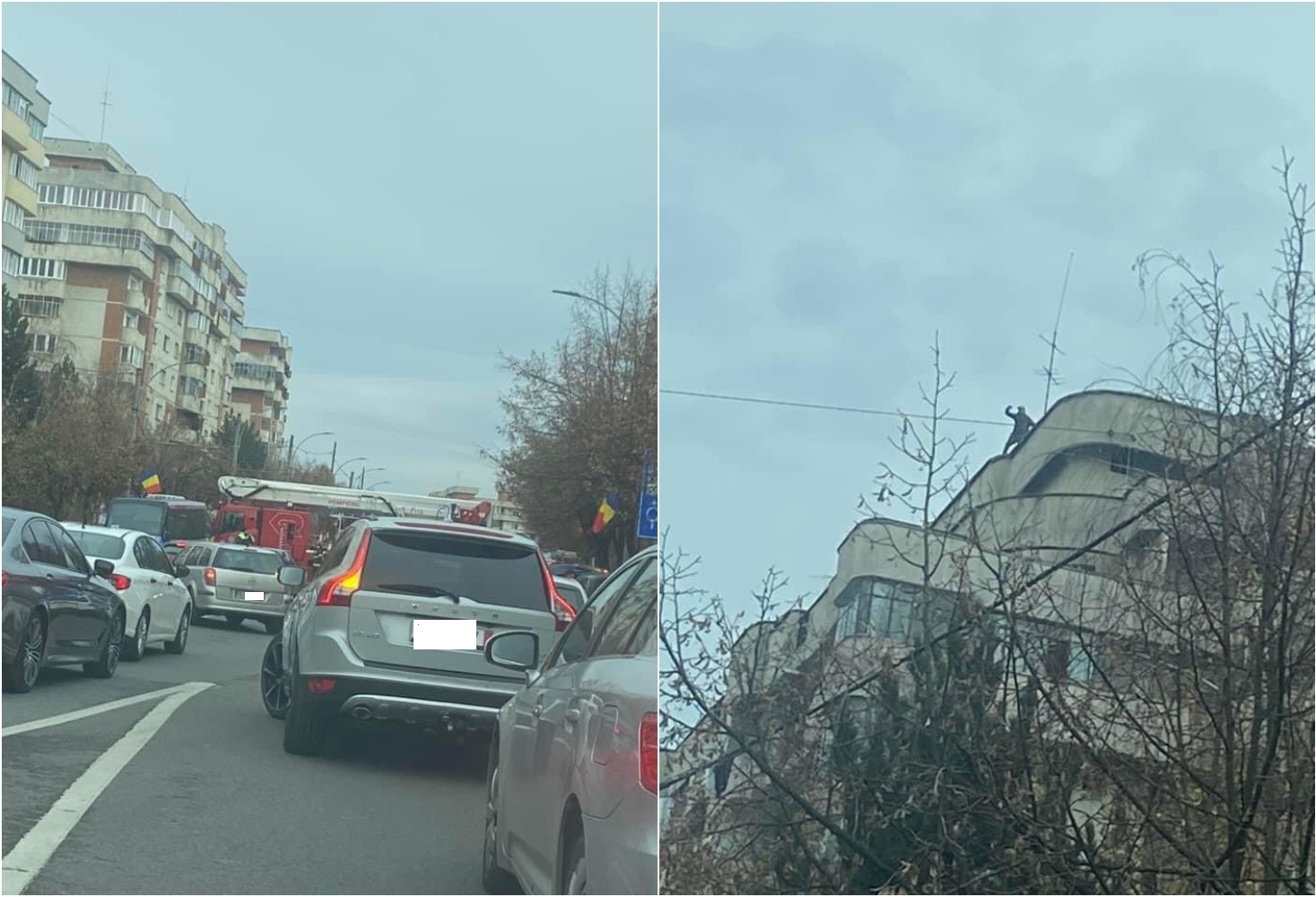 Un tânăr a amenințat că se aruncă de pe un bloc / Foto: INFO Trafic jud. Cluj - Facebook