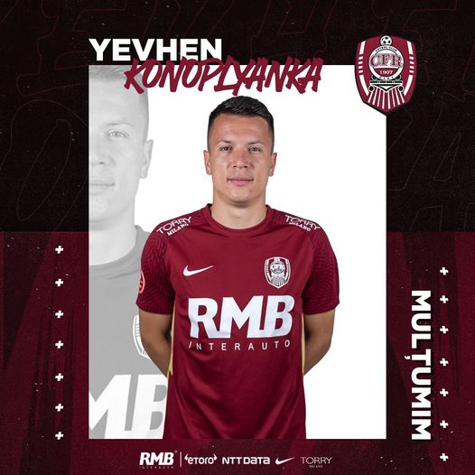 Echipa din Gruia a reziliat contractul cu Ievhen Konoplianka/Foto: Fotbal Club CFR 1907 CLUJ Facebook.com