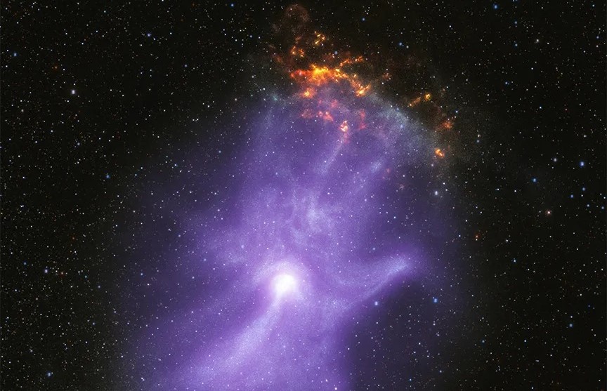 „Oasele” unei mâini cosmice fantomatice dintr-o nebuloasă de vânt pulsar/ Foto: NASA - National Aeronautics and Space Administration - Facebook