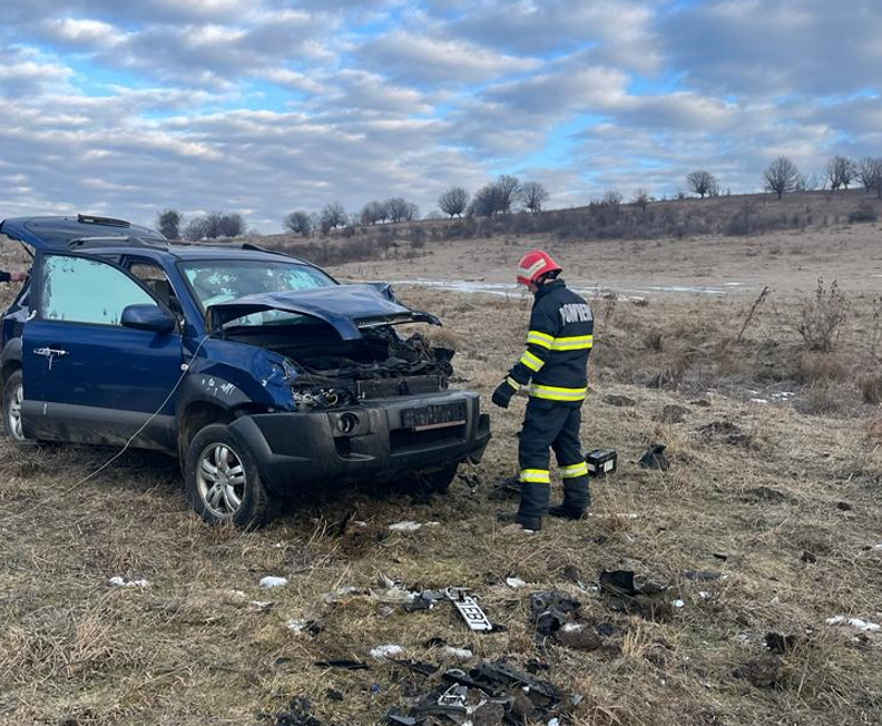 Accident rutier în localitatea Aghireșu/Foto: ISU Cluj