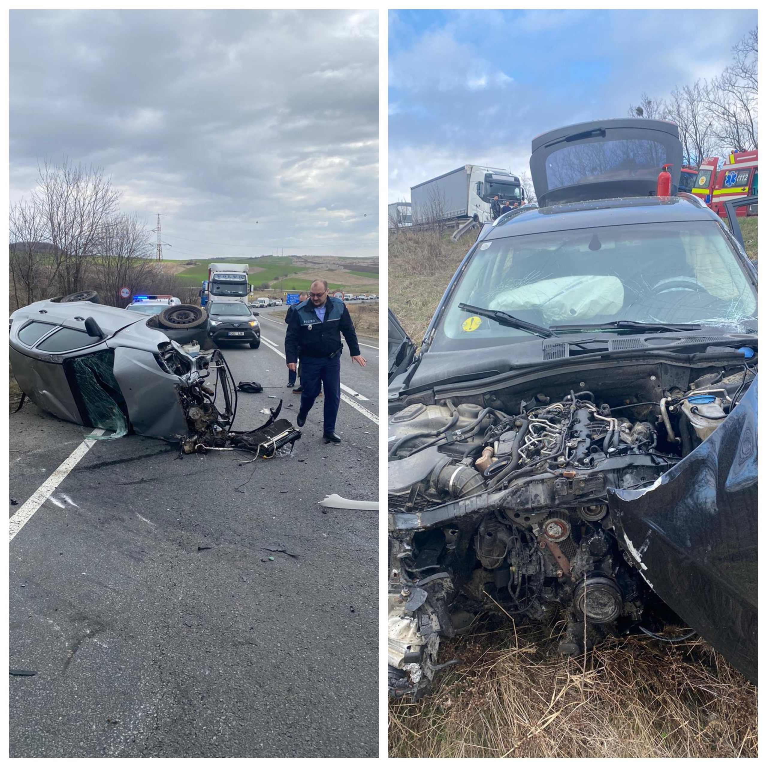 Accident cu două mașini în Căpușu Mare. Sursă foto: ISU Cluj