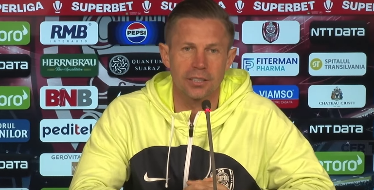Ciprian Deac nu și-a revenit după umilința din Cupa României. Sursă foto: captura ecran/ Youtube/ CFR 1907 Cluj